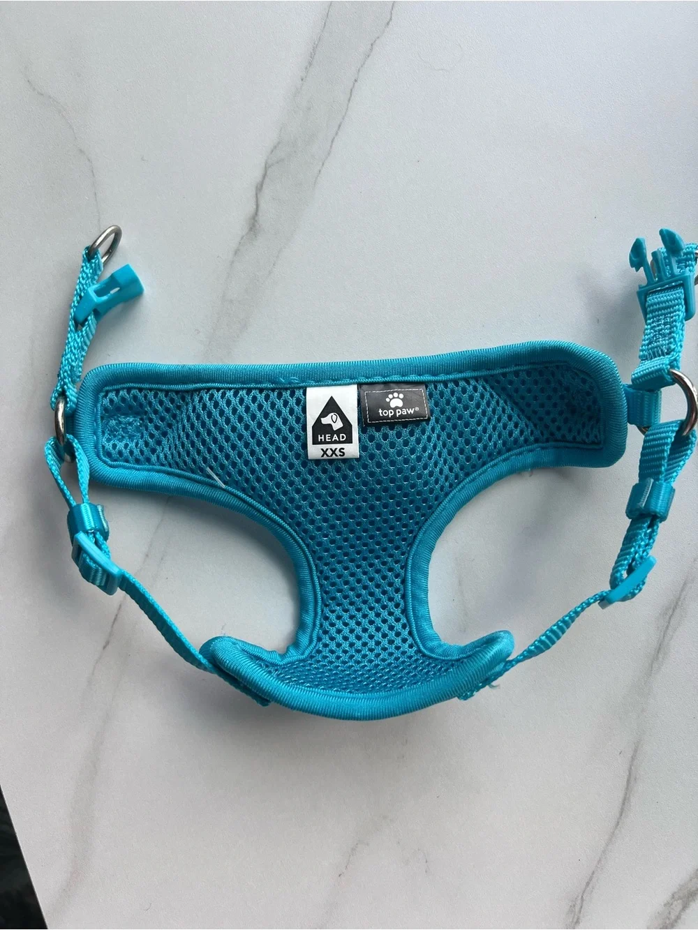 X-Small Dog Blue & Mint Mesh Harness with Crown Embroidery